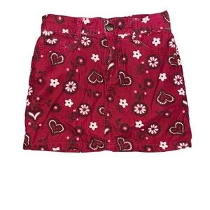 Gymboree Red Corduroy Skirt with Floral Design